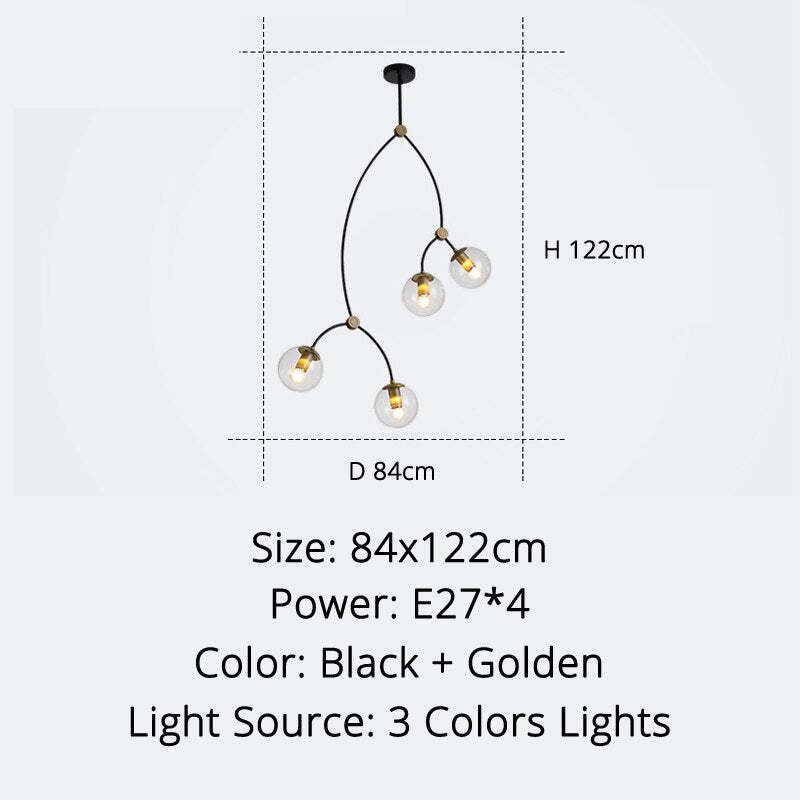 Valentina Minimalist Elegant Unique Branch Chandeliers, Living Room - Lamp Copper