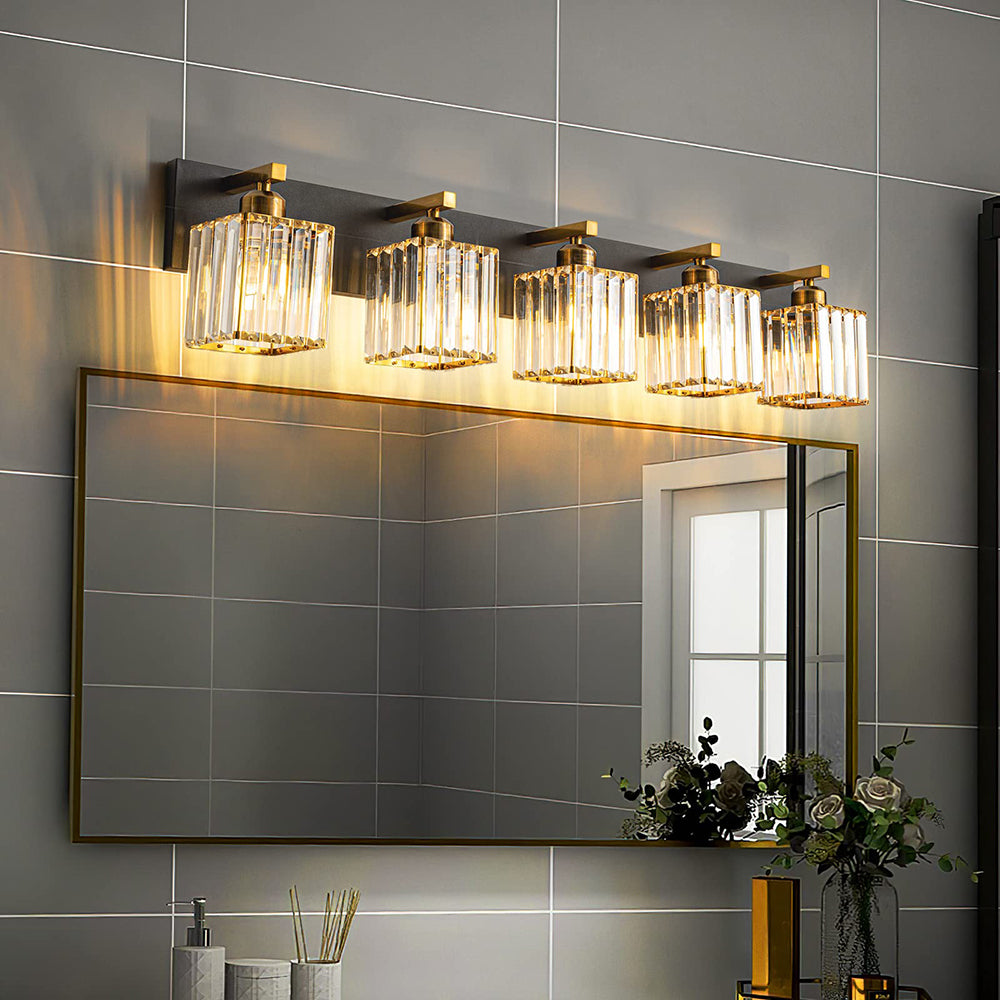 Kristy Vintage LED Metal/Crystal Wall Lamp For Mirror, Gold - Lamp Copper