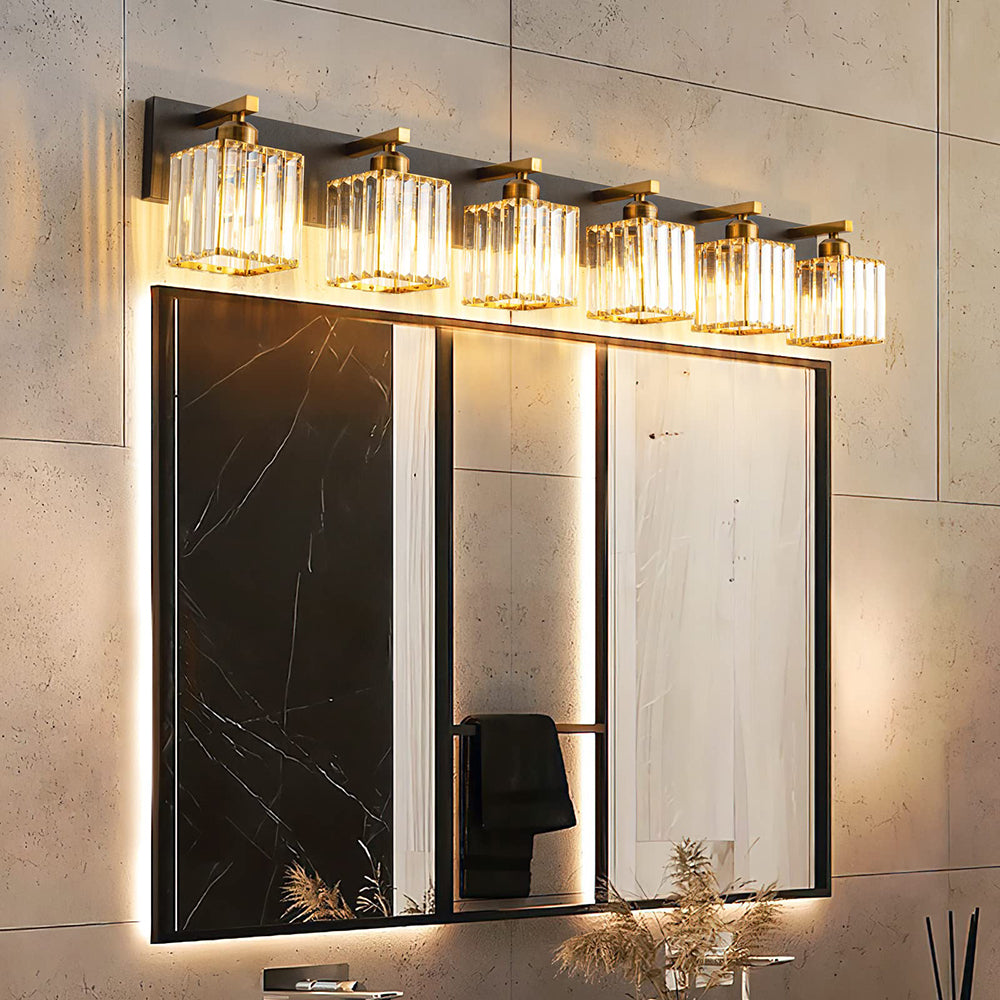 Kristy Vintage LED Metal/Crystal Wall Lamp For Mirror, Gold - Lamp Copper