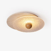 Orlora Circular Travertine Ceiling Light - Lamp Copper