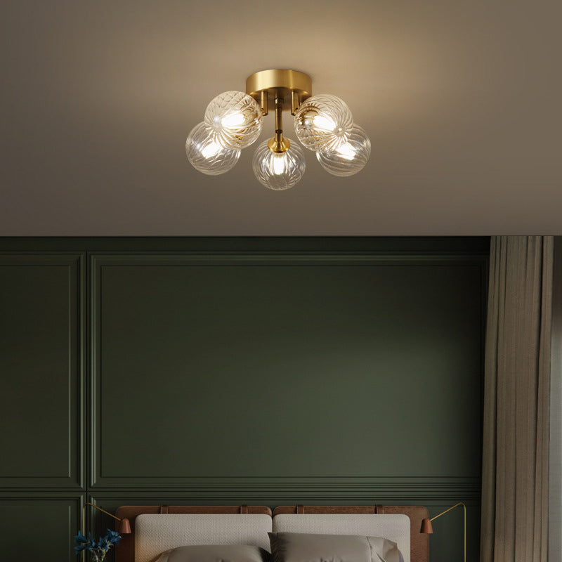 Valentina Modern Clear Bubble Glass Ceiling Light - Lamp Copper