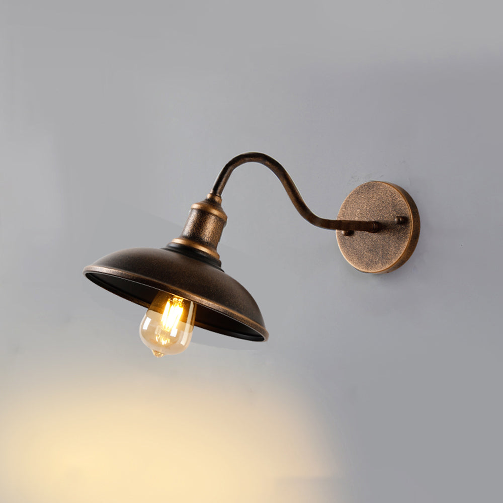 Ray Rustic Bowl Shaped Metal Wall Lamp, Antique Brass - Lamp Copper