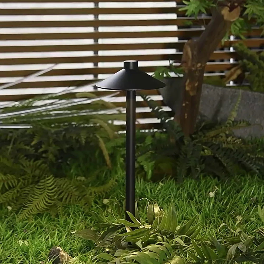 Drex Contemporary Metal Cap-Shaped Outdoor Path Light, Black - Lamp Copper