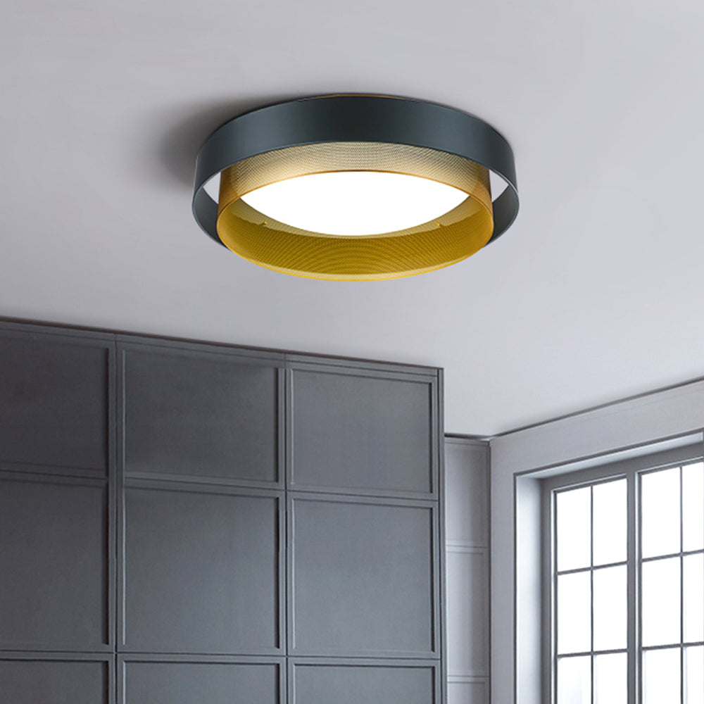Arisha Modern Ring Metal/Acrylic Flush Mount Ceiling Light, White/Black - Lamp Copper