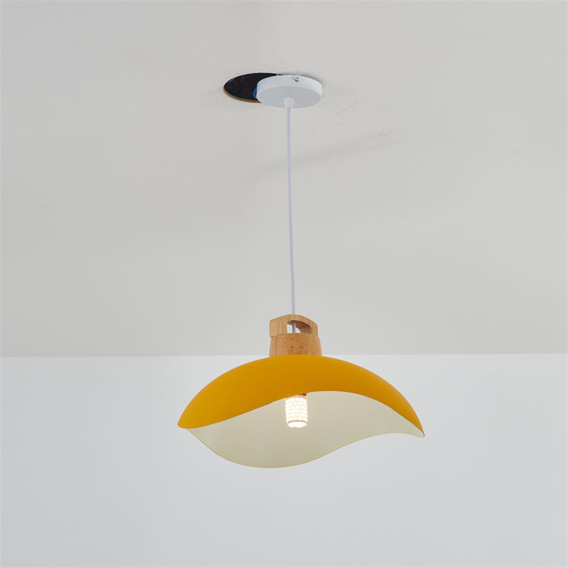 Valentina Colorful Shade Single Pendant Lights, Wood & Metal - Lamp Copper
