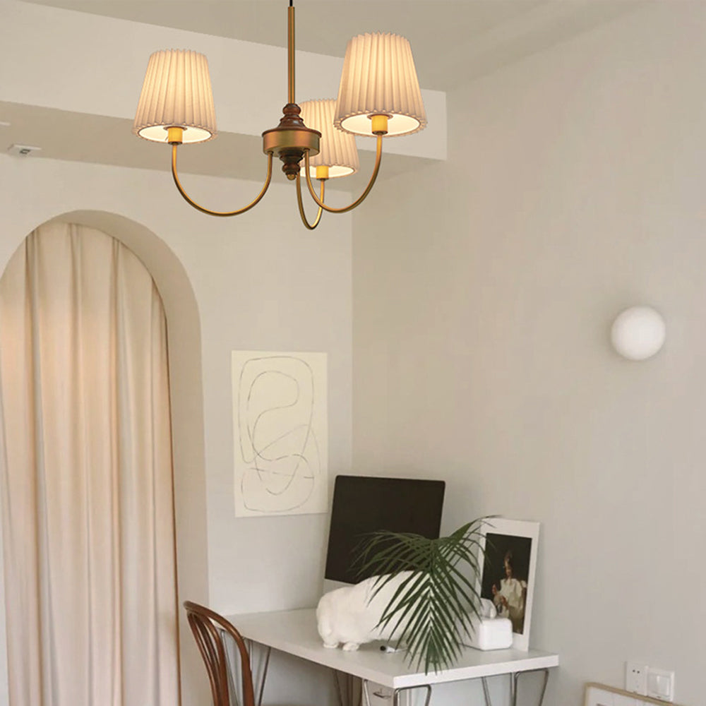 Silva Modern Retro Fabric Chandelier, White/Green - Lamp Copper