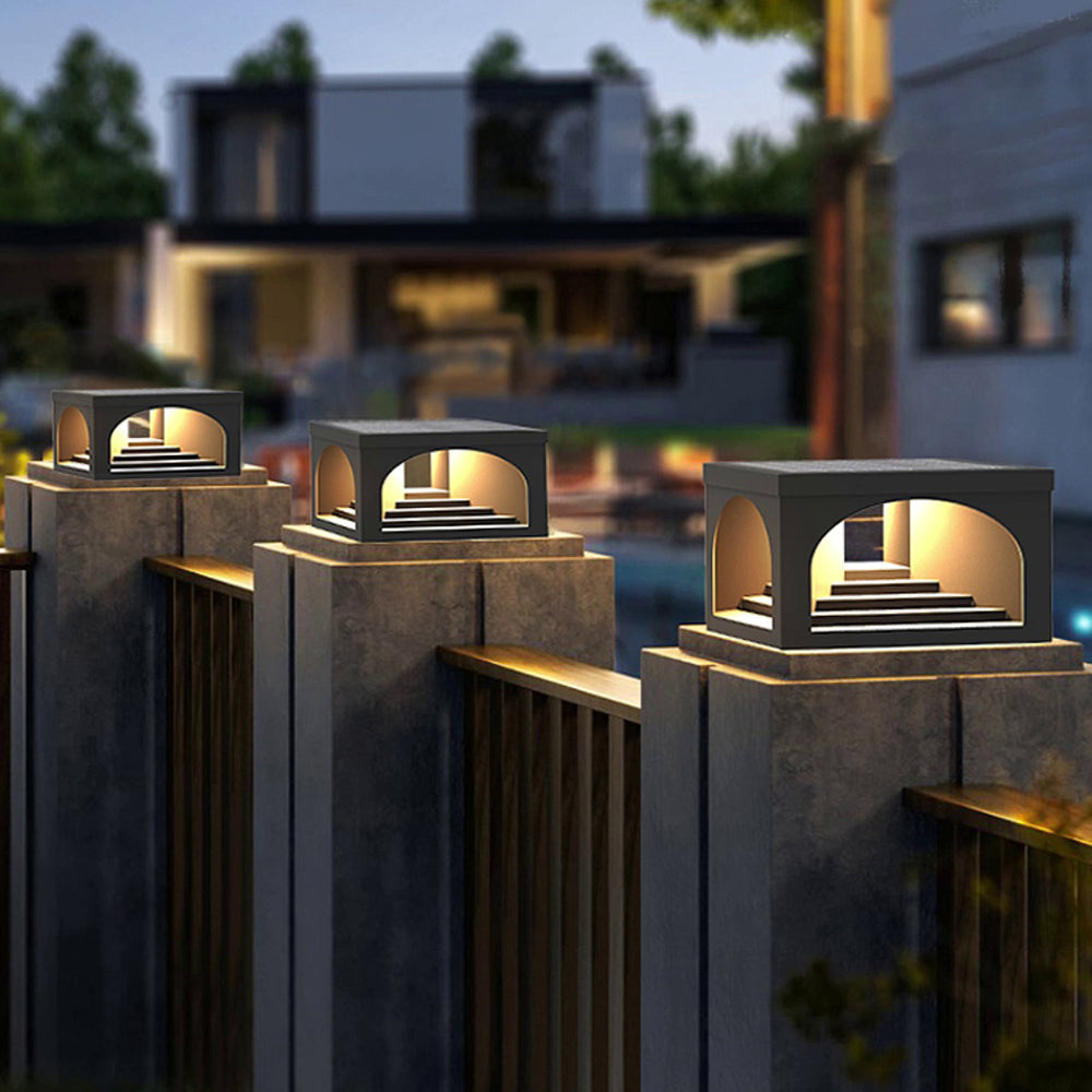 Ray Modern Stair Metal Solar Outdoor Pier-Mount Pillar Light - Lamp Copper