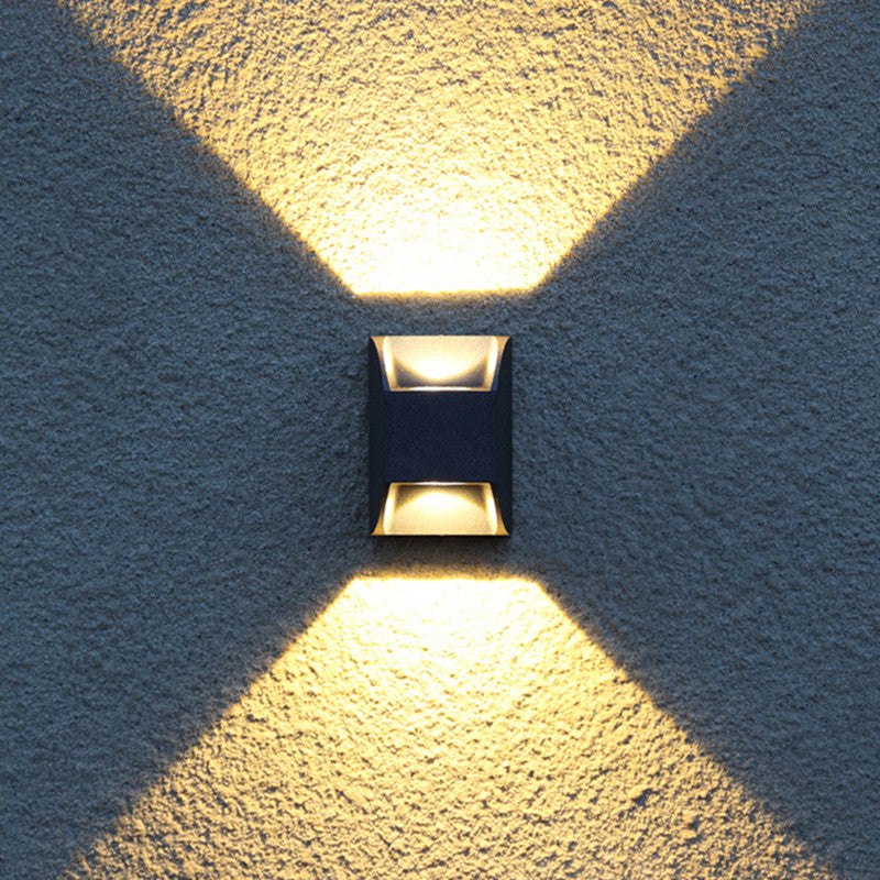 Ray Minimalist Up/Down Metal Outdoor Wall Lamp, Black - Lamp Copper