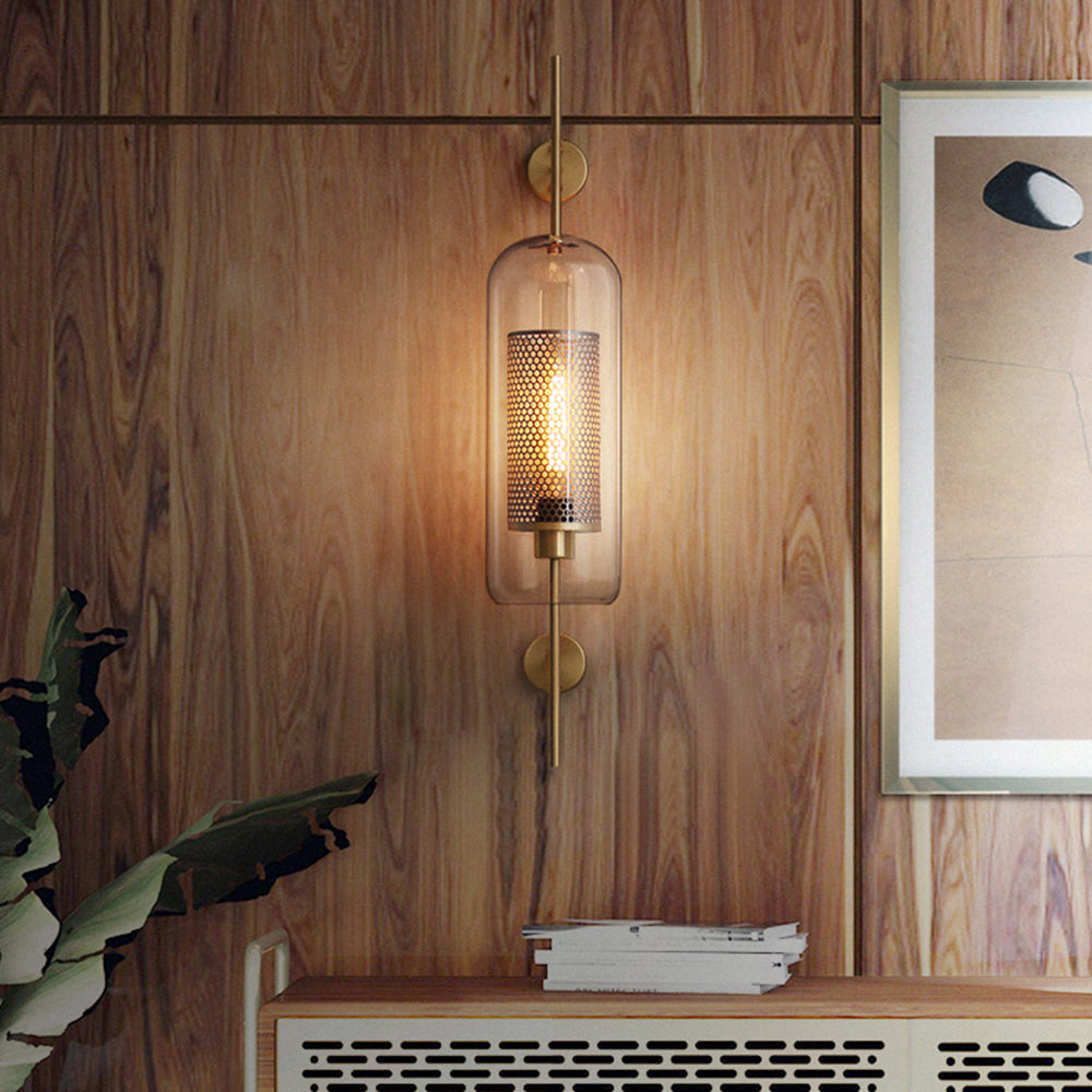 Kiri Industrial Classy Global Clear Glass Wall Lamp - Lamp Copper