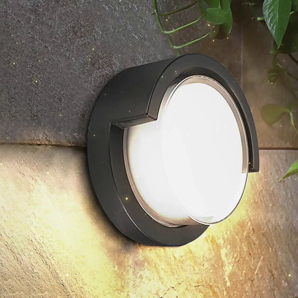 Ray Modern Round/Rectangular Metal/Acrylic Outdoor Wall Lamp, Black - Lamp Copper