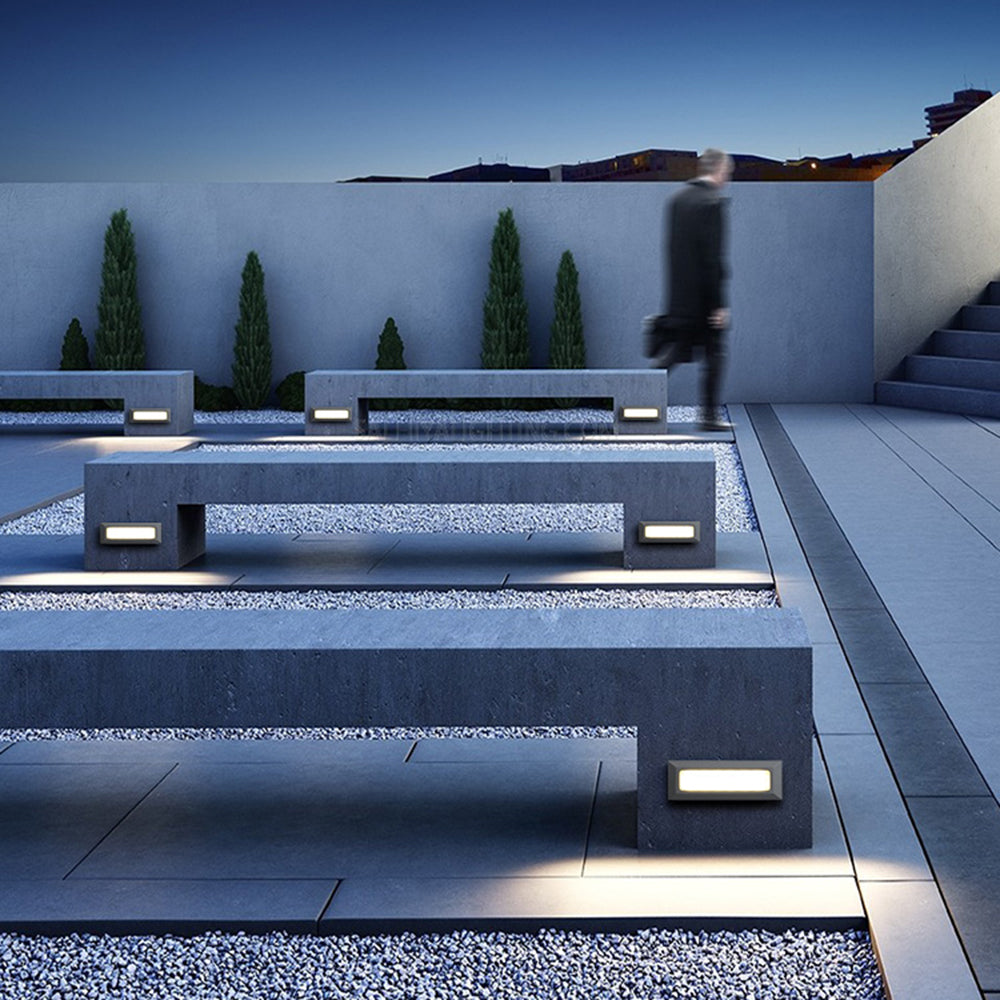 Ray Modern Metal Rectangular Outdoor Deck/Step Light, Black - Lamp Copper
