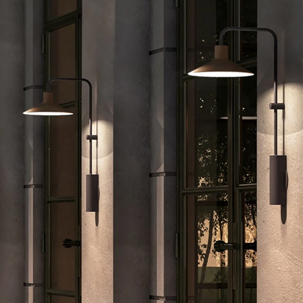 Ray Modern Minimalist Wide Cone Shape Metal Outdoor Waterproof Wall Lamp, Coffee/Green - Lamp Copper