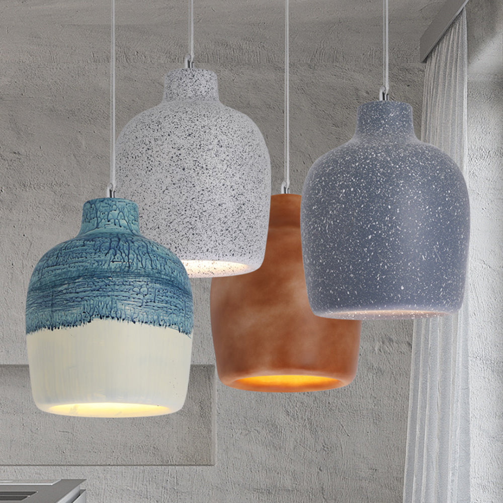 Avi Wabi Sabi Jar Shaped Resin Pendant Light, 4 Color - Lamp Copper