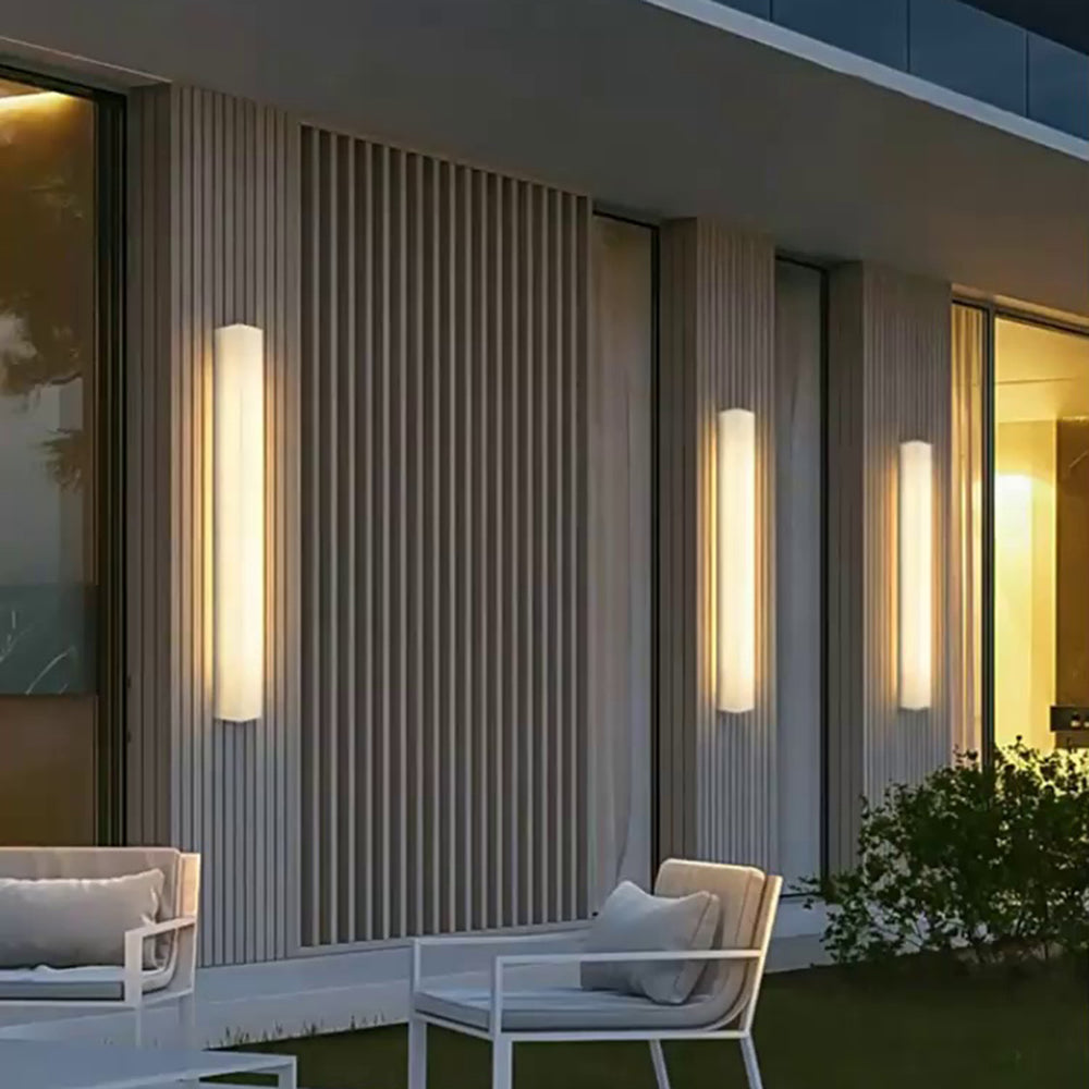 Ayen Modern Rectangular Resin Outdoor Wall Lamp, White - Lamp Copper