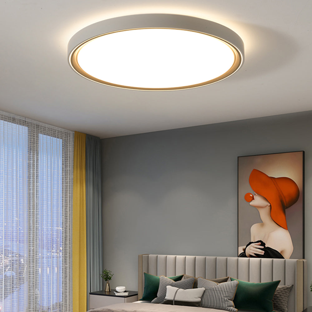 Arisha Minimalist Round/Square Metal/Acrylic Flush Mount Ceiling Light, Gold - Lamp Copper