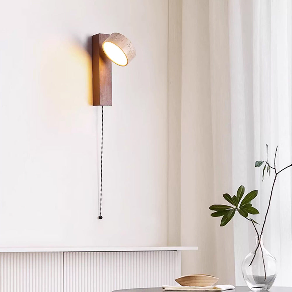 Ritta Wall Light Travertine Wood - Lamp Copper