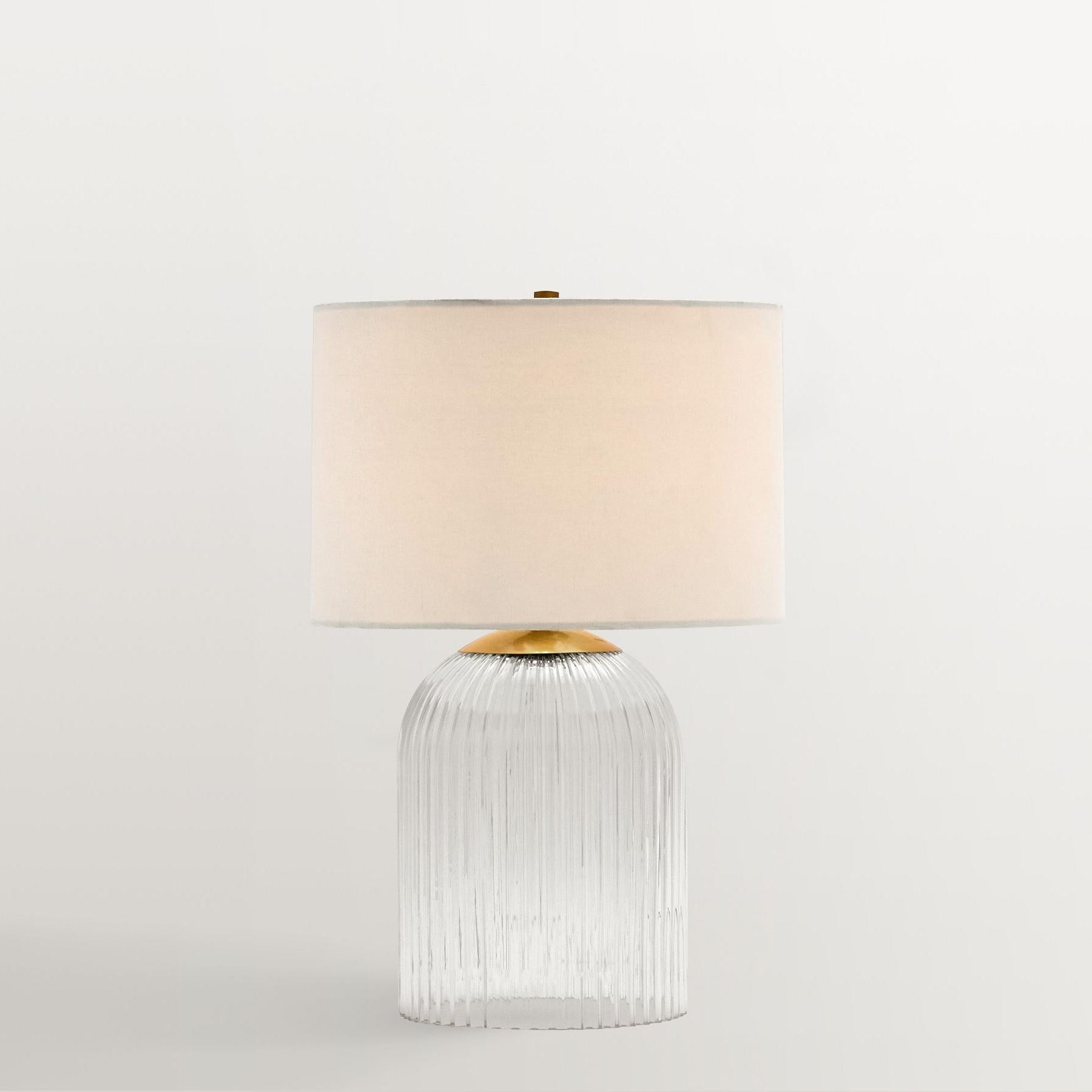 Haze  Glass Table Lamp with Linen   for  Living Rooms
