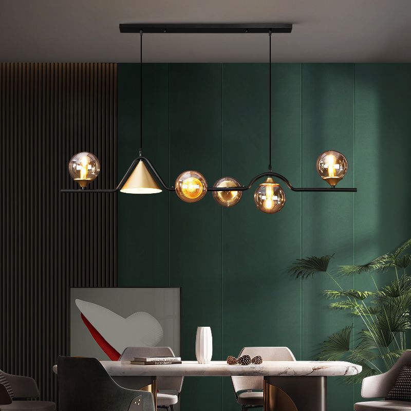 Arisha Modern LED Pendant Light Black/Gold Glass Living Room/Bedroom - Lamp Copper