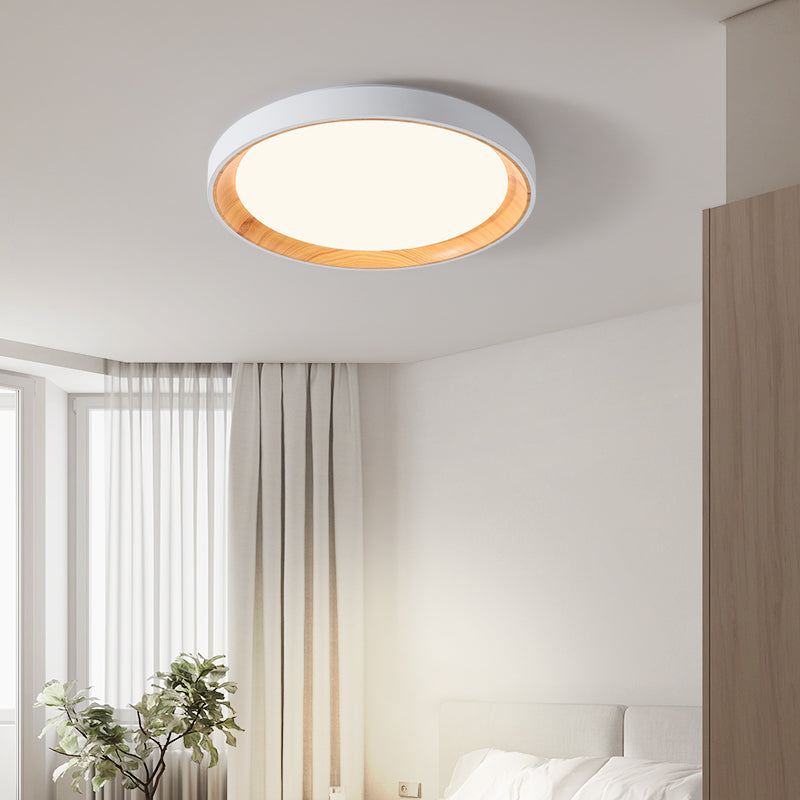 Arisha Modern LED Flush Mount Ceiling Light White Wood Kitchen - Lamp Copper