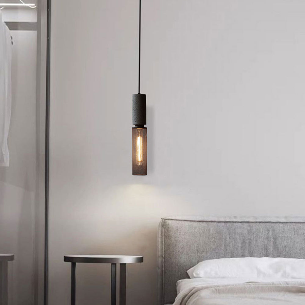 Xenith Industrial Cylindrical Pendant Light, Cement/Metal - Lamp Copper