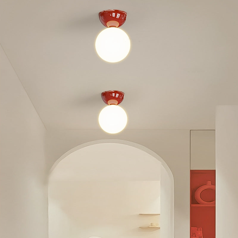 Valentina Modern Flush Mount Ceiling Light Metal Glass Bedroom - Lamp Copper