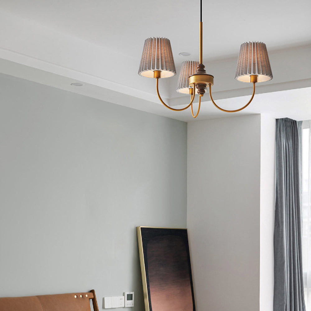 Silva Modern Retro Fabric Chandelier, White/Green - Lamp Copper