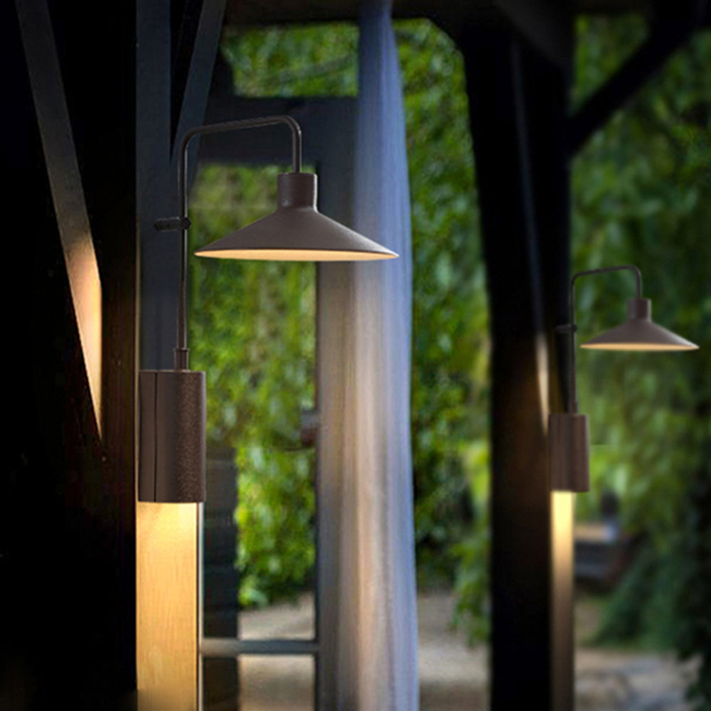 Ray Modern Minimalist Wide Cone Shape Metal Outdoor Waterproof Wall Lamp, Coffee/Green - Lamp Copper