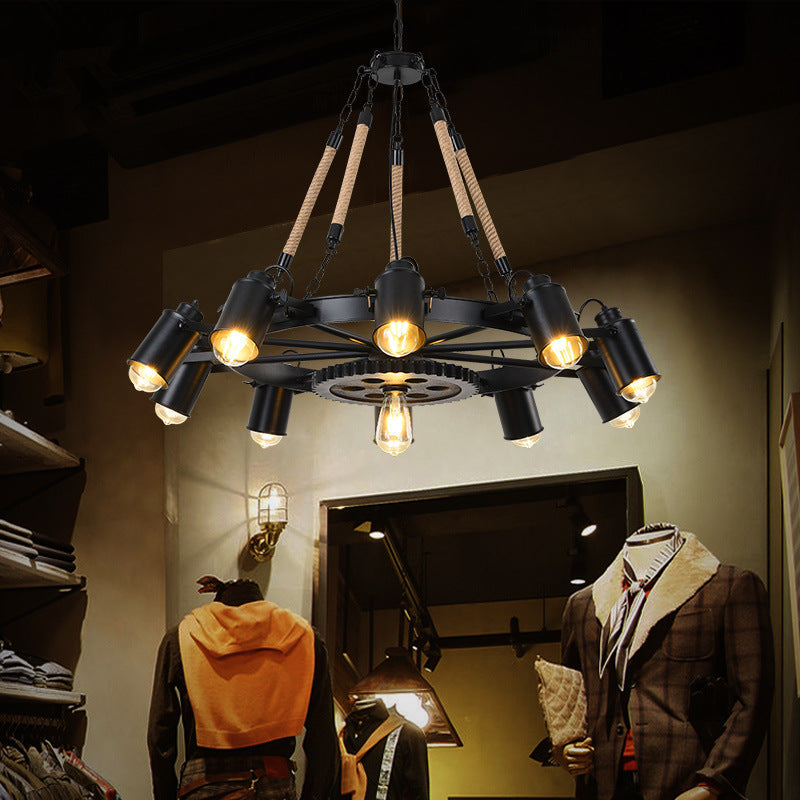 Epoch Industrial LED Pendant Light Black Metal/Rope Cafe/Bar - Lamp Copper