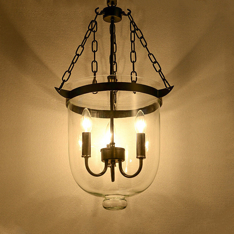 Silva Pendant Light Glass Black Industrial LED Living Room - Lamp Copper