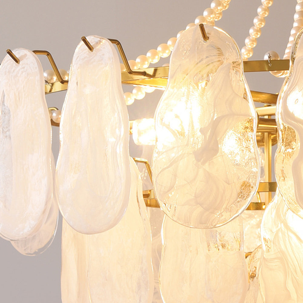 Kristy Elegant Pearl/Glass/Metal Chandelier, White - Lamp Copper