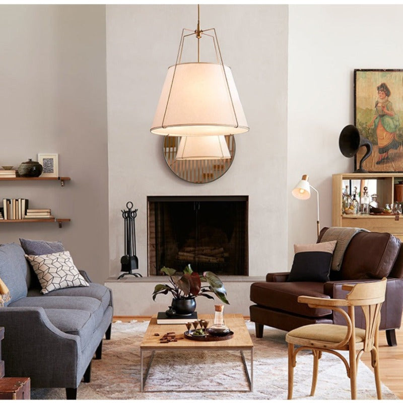 Ritta Pendant Light Fabric Dinging Room Modern Conical - Lamp Copper