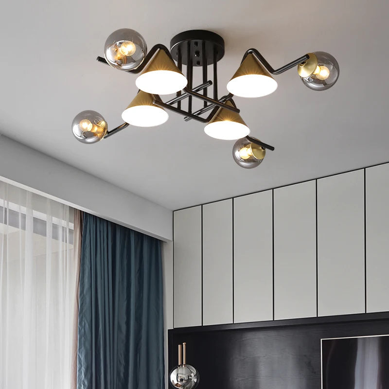 Arisha Design LED Flush Mount Ceiling Light Bedroom/Living Room - Lamp Copper