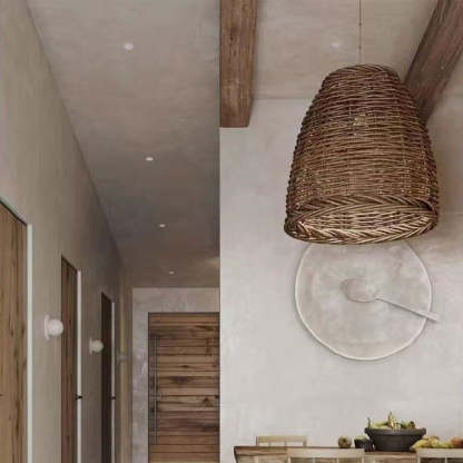 Muto Vintage Rustic LED Pendant Light Rattan Living Room Bedroom - Lamp Copper