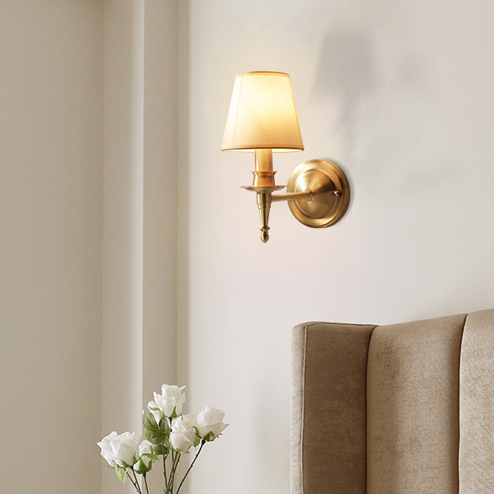 Tiffany Vintage Rustic Lantern Fabric LED Wall Lamp, Gold - Lamp Copper