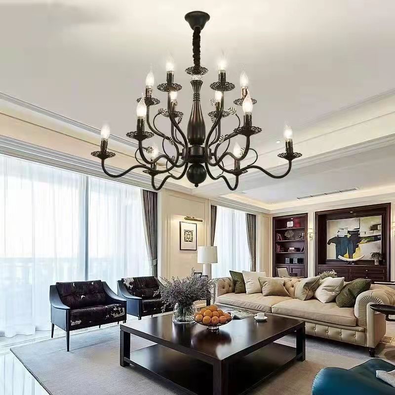 Silva Rustic Metal Glass Chandelier Living Room Bedroom - Letslighting