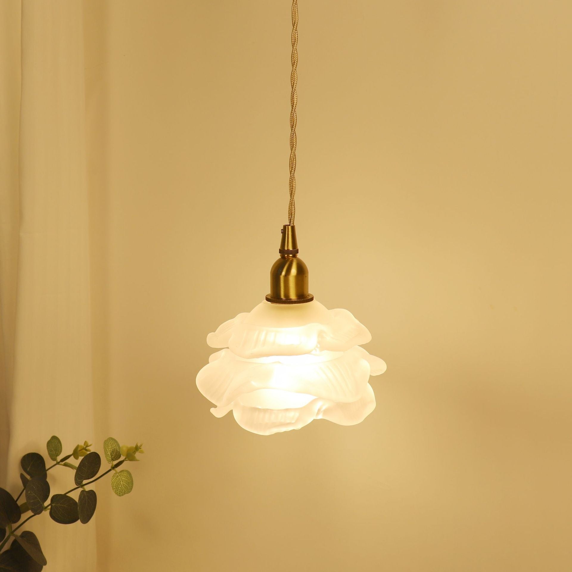 Valentina Romantic Retro Rose Pendant Light Clear Glass Bedroom - Lamp Copper