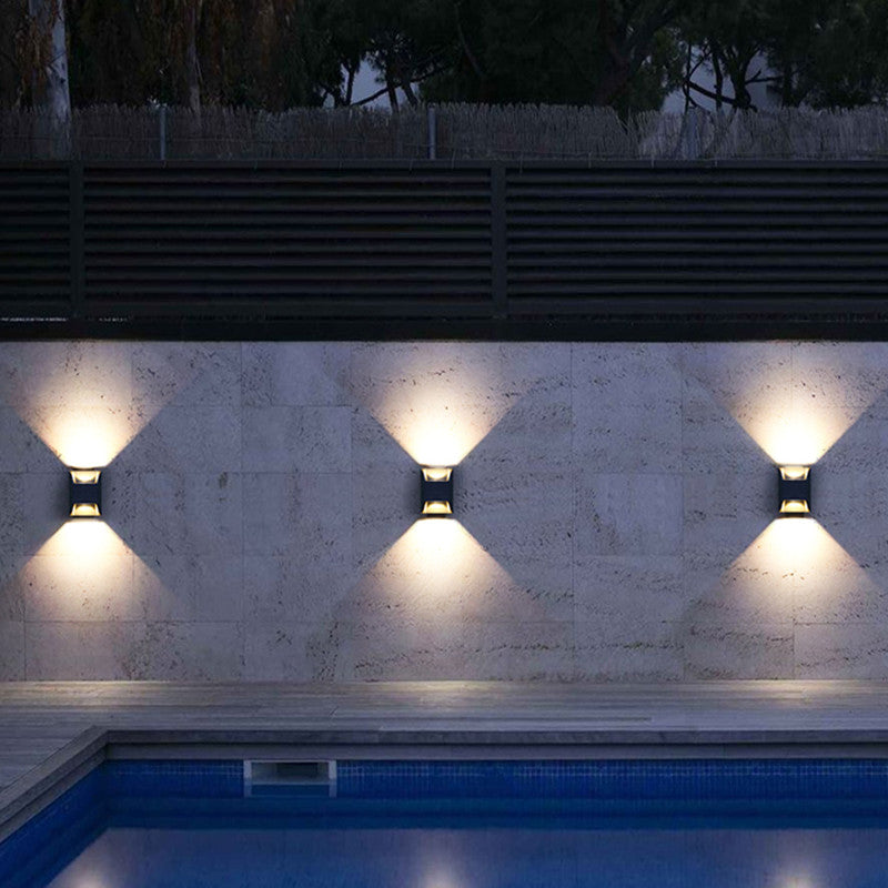 Ray Minimalist Up/Down Metal Outdoor Wall Lamp, Black - Lamp Copper