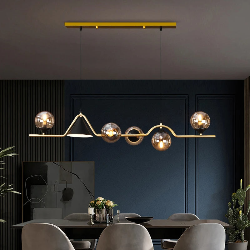 Arisha Modern LED Pendant Light Black/Gold Glass Living Room/Bedroom - Lamp Copper