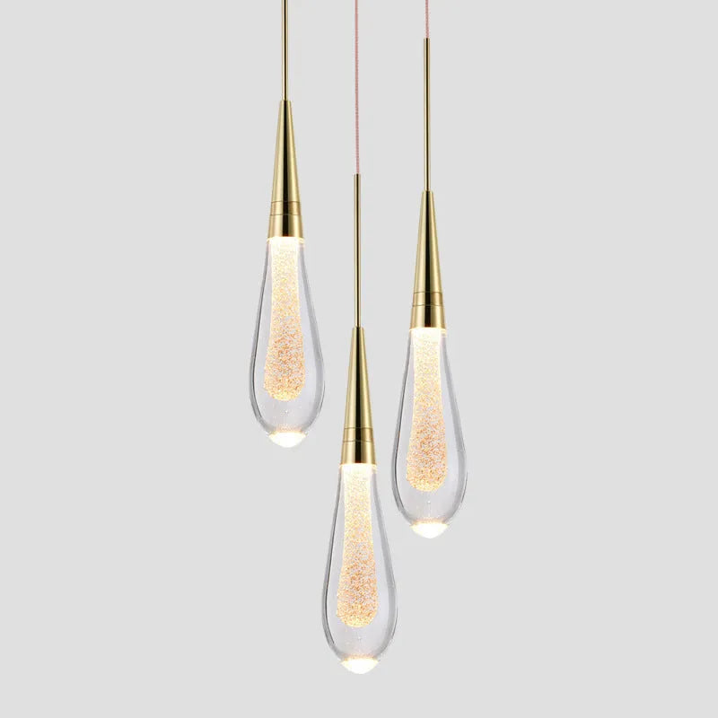 Kristy Pendant Light Crystal & Glass Droplet, Gold - Lamp Copper