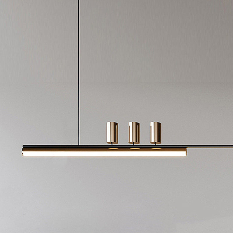 Aria Modern Long LED Pendant Light Black Metal Dining Room - Lamp Copper