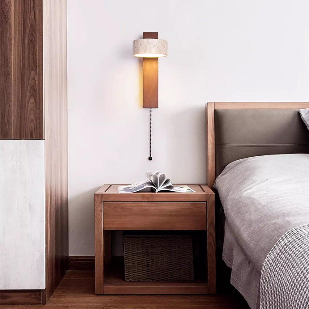 Ritta Wall Light Travertine Wood - Lamp Copper