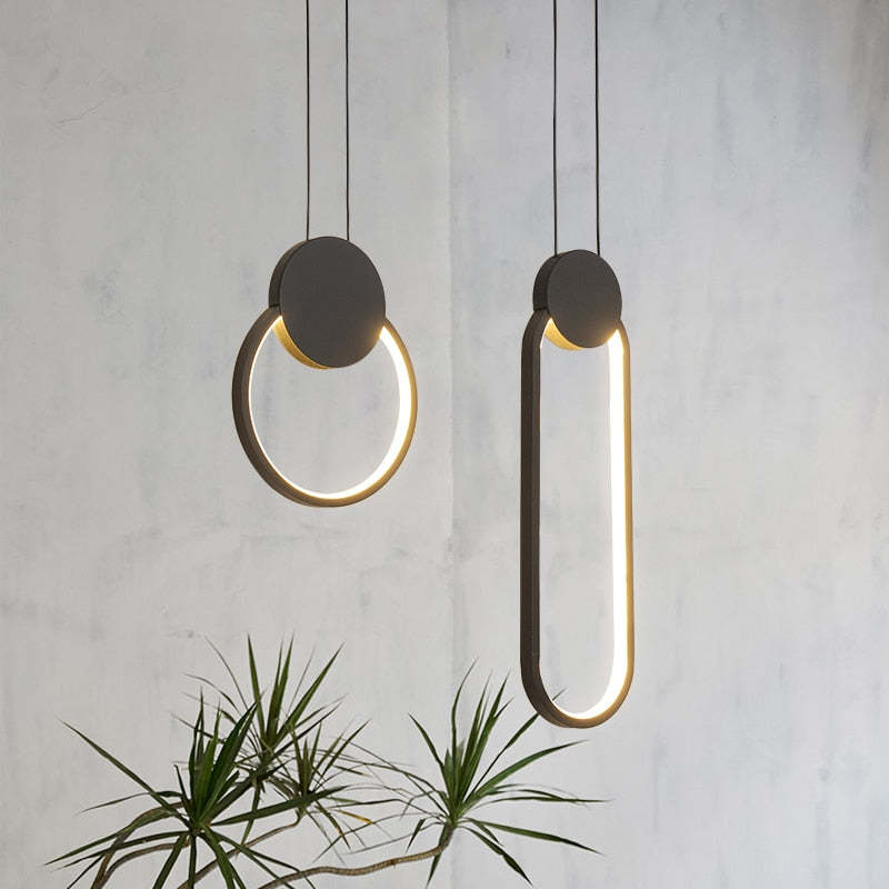 Doria Modern LED Pendant Light Black/White Metal Living Room - Lamp Copper