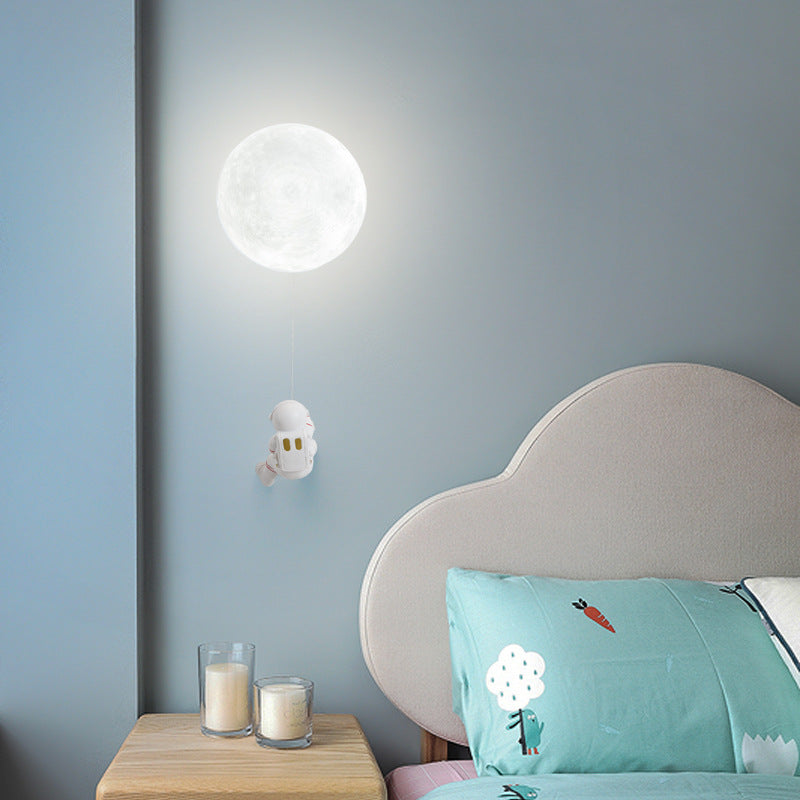 Aria Modern Moon LED Indoor Wall Lamp White Resin Kid's Room - Lamp Copper