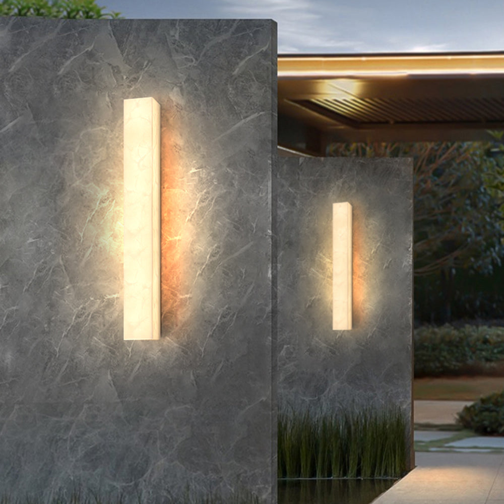 Ayen Modern Rectangular Resin Outdoor Wall Lamp, White - Lamp Copper