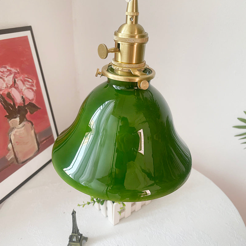 Valentina Rustic Vintage LED Pendant Light Green Copper Glass Dining Room - Lamp Copper