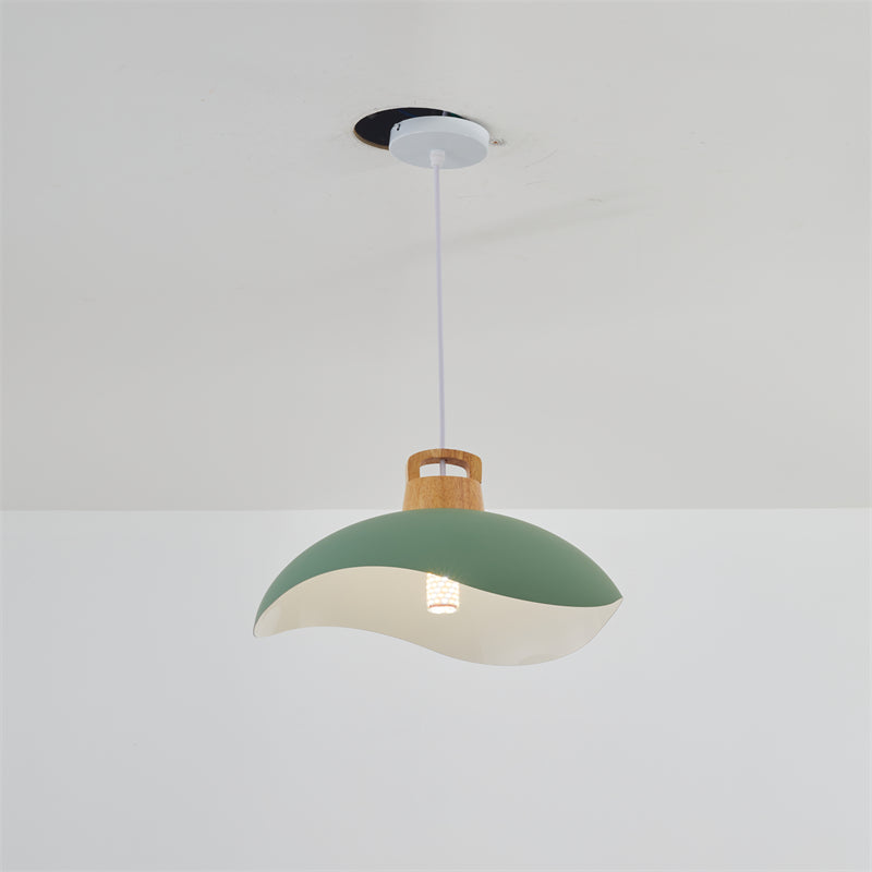 Valentina Colorful Shade Single Pendant Lights, Wood & Metal - Lamp Copper