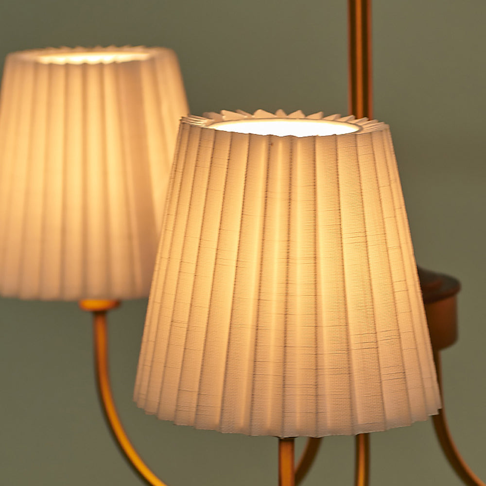 Silva Modern Retro Fabric Chandelier, White/Green - Lamp Copper