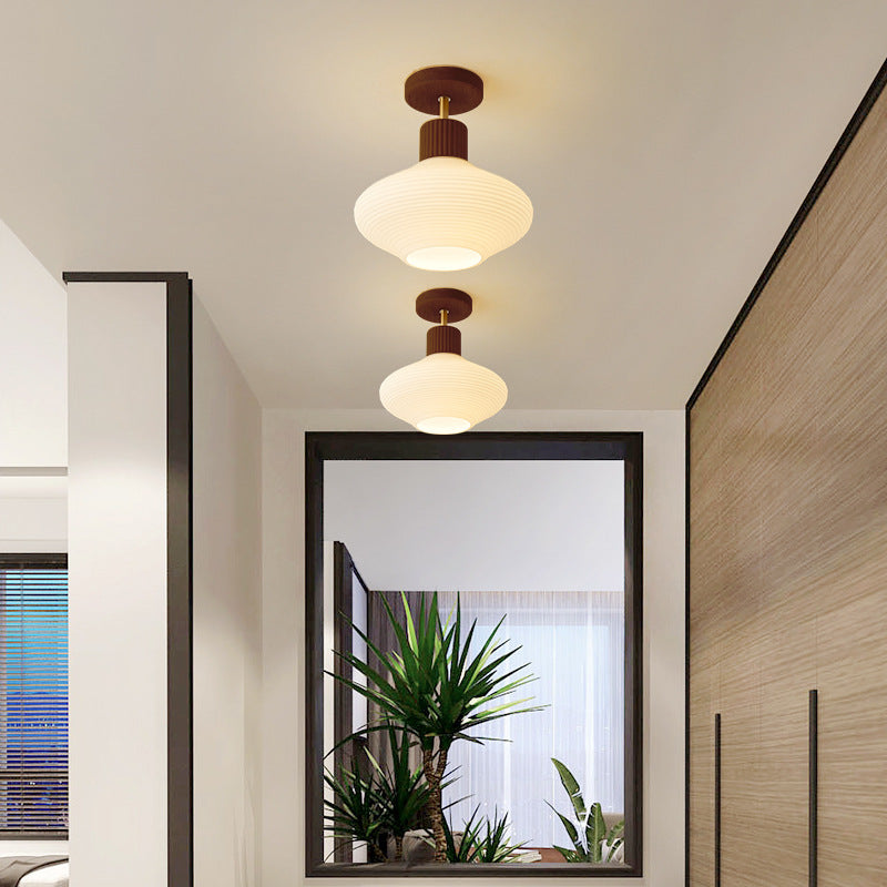Arisha Minimalist Flush Mount Ceiling Light Wood/Walnut Hallway - Lamp Copper