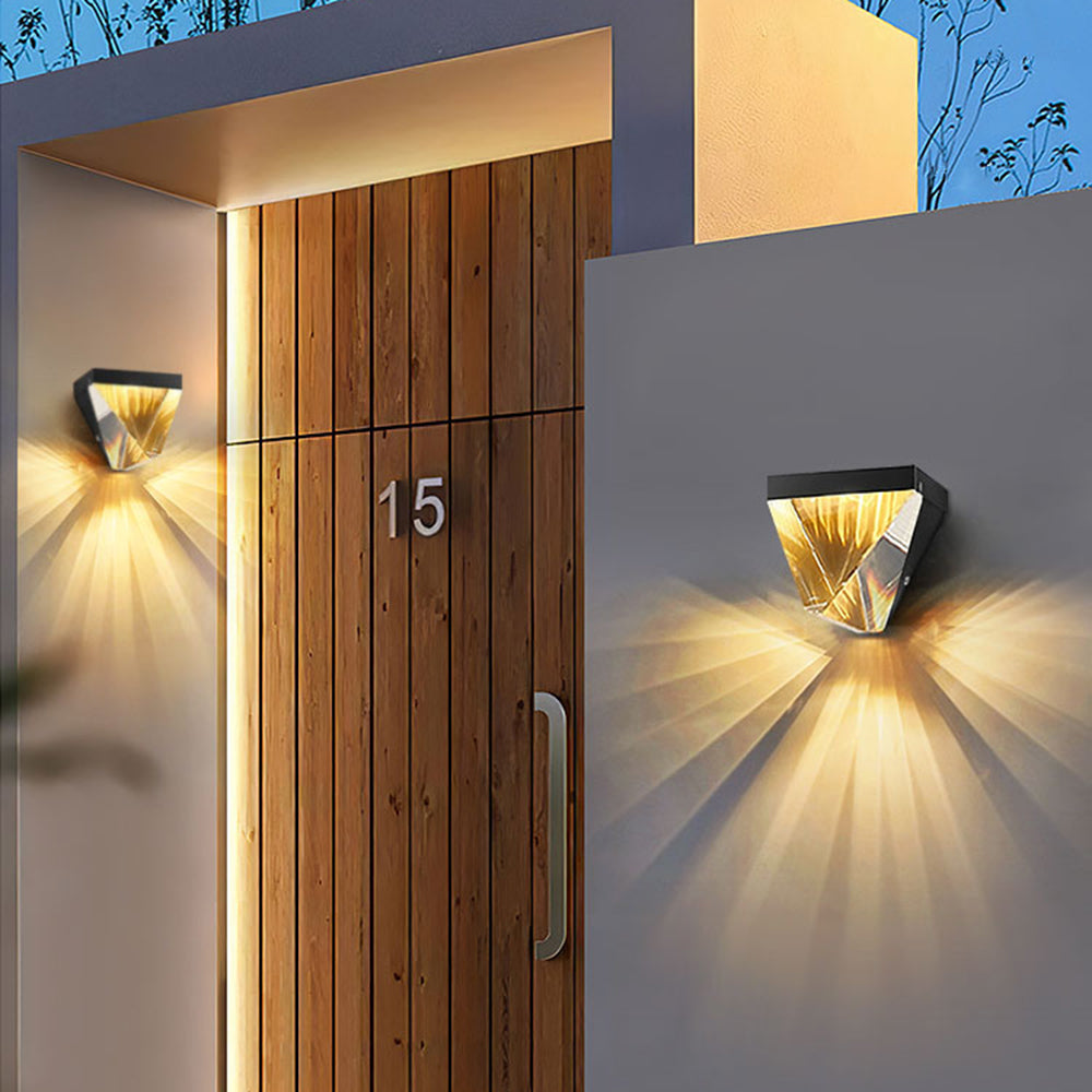 Laxor Waterproof Diamond Shape Metal/Crystal Outdoor Wall Lamp, Gold/Black - Lamp Copper