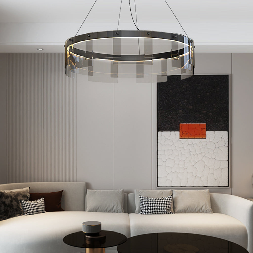 Arisha Modern Ring Metal Pendant Light, Black - Lamp Copper